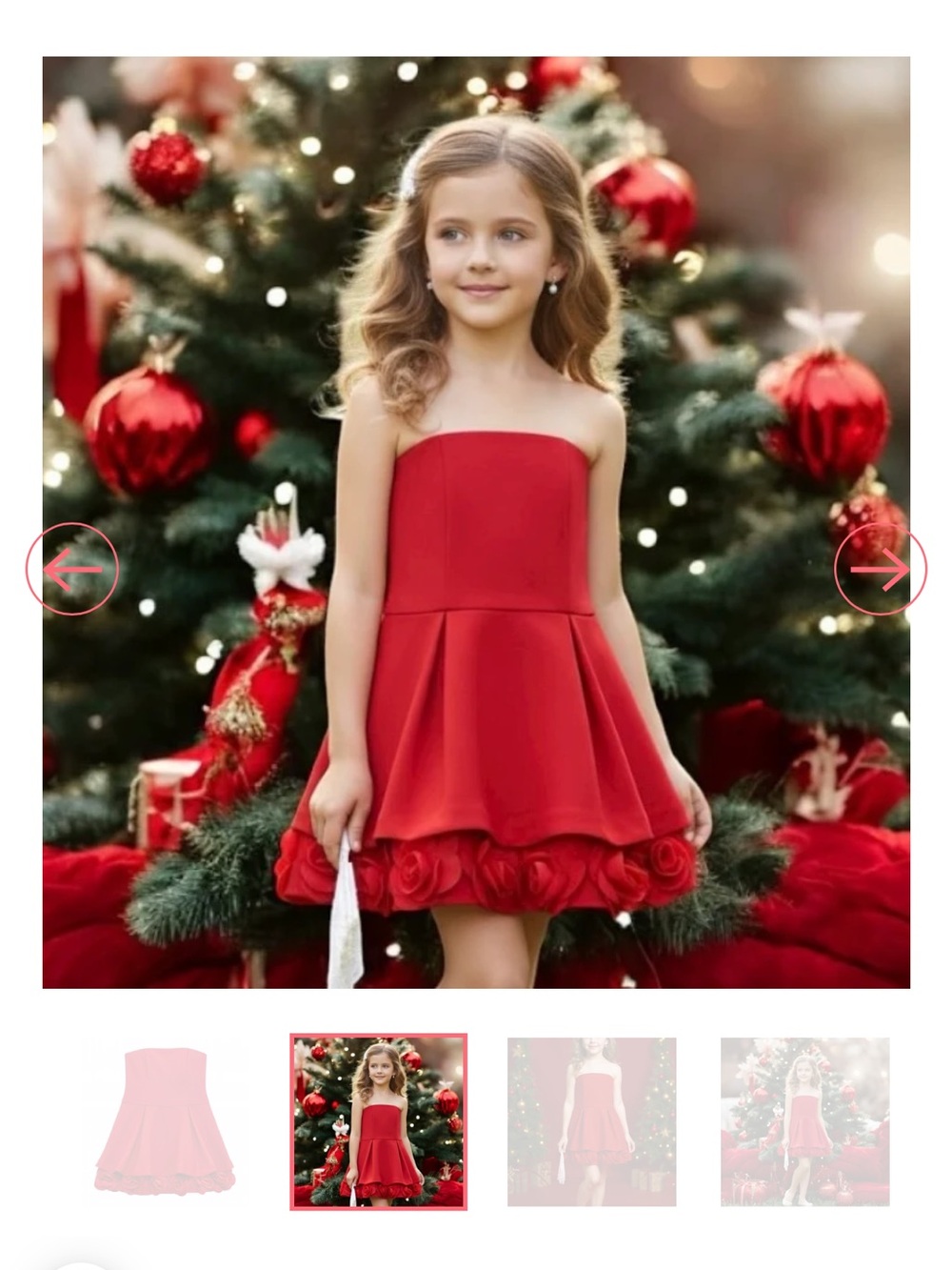 Katie J NYC Red Rose-Hem Party Dress for Girls